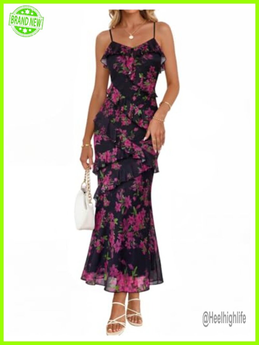 MEROKEETY Summer Floral Wedding Guest Maxi Dress Formal Cocktail